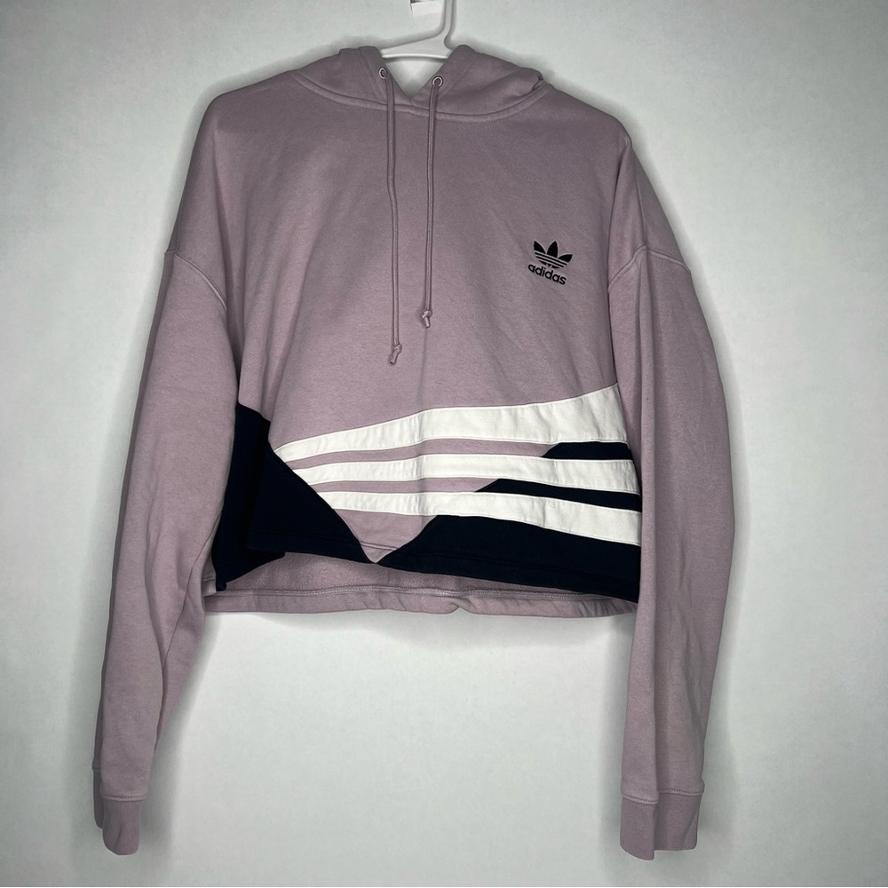 Adidas Originals Lavender Logo Crewneck Sweatshirt Women's XL White‎ Striped